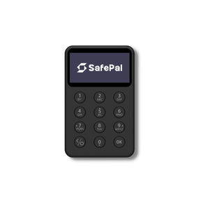 Frontal view of a SafePal X1 hardware wallet.